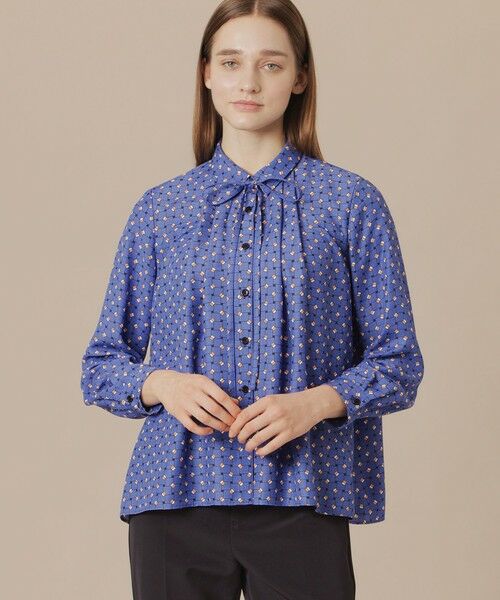 MACKINTOSH LONDON/マッキントッシュ ロンドン ハミングバスケットプリントブラウス ブルー5 38 MACKINTOSH LONDON/マッキントッシュ ロンドン ハミングバスケットプリントブラウス ブルー5 38