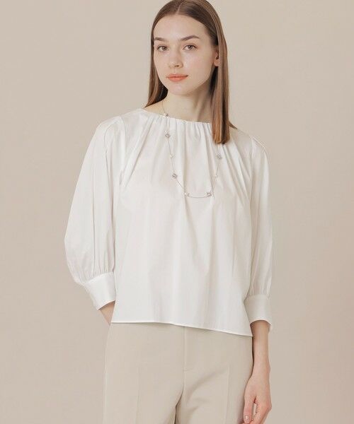 MACKINTOSH LONDON/マッキントッシュ ロンドン 【WEB・一部店舗限定】コットンナイロンストレッチノーカラーブラウス オフホワイト 40 MACKINTOSH LONDON/マッキントッシュ ロンドン 【WEB・一部店舗限定】コットンナイロンストレッチノーカラーブラウス オフホワイト 40