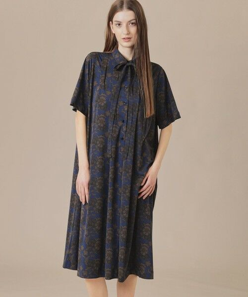 MACKINTOSH LONDON/マッキントッシュ ロンドン 【婦人画報掲載】【BIBURY FLOWER】トーナルバイブリーフラワージャージーワンピース ネイビー 40 MACKINTOSH LONDON/マッキントッシュ ロンドン 【婦人画報掲載】【BIBURY FLOWER】トーナルバイブリーフラワージャージーワンピース ネイビー 40