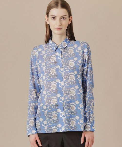 MACKINTOSH LONDON/マッキントッシュ ロンドン 【婦人画報掲載】【BIBURY FLOWER】バイブリーフラワースパンボイルブラウス ブルー4 38 MACKINTOSH LONDON/マッキントッシュ ロンドン 【婦人画報掲載】【BIBURY FLOWER】バイブリーフラワースパンボイルブラウス ブルー4 38