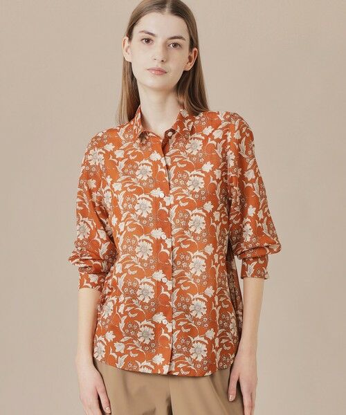 MACKINTOSH LONDON/マッキントッシュ ロンドン 【婦人画報掲載】【BIBURY FLOWER】バイブリーフラワースパンボイルブラウス ブラウン2 38 MACKINTOSH LONDON/マッキントッシュ ロンドン 【婦人画報掲載】【BIBURY FLOWER】バイブリーフラワースパンボイルブラウス ブラウン2 38