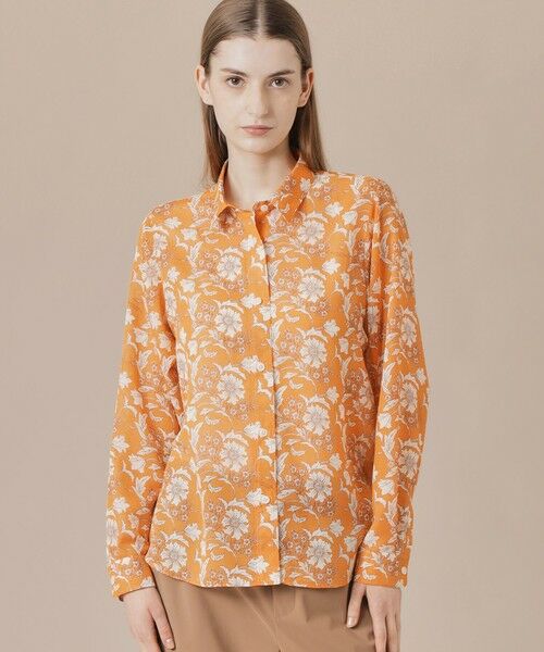 MACKINTOSH LONDON/マッキントッシュ ロンドン 【婦人画報掲載】【BIBURY FLOWER】バイブリーフラワースパンボイルブラウス オレンジ 38 MACKINTOSH LONDON/マッキントッシュ ロンドン 【婦人画報掲載】【BIBURY FLOWER】バイブリーフラワースパンボイルブラウス オレンジ 38