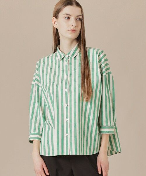 MACKINTOSH LONDON/マッキントッシュ ロンドン ストライプフラワージャカードブラウス グリーン2 38 MACKINTOSH LONDON/マッキントッシュ ロンドン ストライプフラワージャカードブラウス グリーン2 38