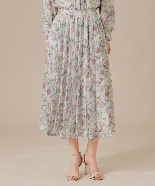 MACKINTOSH LONDON/マッキントッシュ ロンドン 【婦人画報掲載】【BIBURY FLOWER】ドローイングカラーバイブリーフラワースカート ピンク系2 36 MACKINTOSH LONDON/マッキントッシュ ロンドン 【婦人画報掲載】【BIBURY FLOWER】ドローイングカラーバイブリーフラワースカート ピンク系2 36