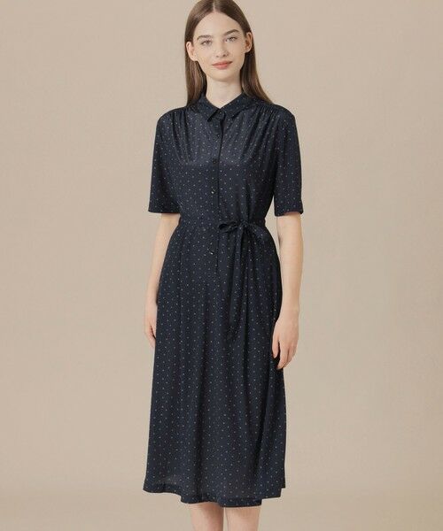 MACKINTOSH LONDON/マッキントッシュ ロンドン 【WEB・一部店舗限定】アスタープリントジャージワンピース ネイビー 38 MACKINTOSH LONDON/マッキントッシュ ロンドン 【WEB・一部店舗限定】アスタープリントジャージワンピース ネイビー 38