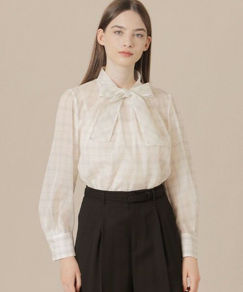 MACKINTOSH LONDON/マッキントッシュ ロンドン 【WEB・一部店舗限定】シアーチェックブラウス ホワイト系その他 38 MACKINTOSH LONDON/マッキントッシュ ロンドン 【WEB・一部店舗限定】シアーチェックブラウス ホワイト系その他 38