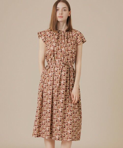 MACKINTOSH LONDON / マッキントッシュ ロンドン ロング・マキシ丈ワンピース | ウェーブプリントワンピース(レッド)