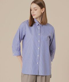 美品 マッキントッシュ ブラウス シャツ 丸襟 ホワイト ブルー クレリック L MACKINTOSH LONDON / マッキントッシュ ロンドン （レディース