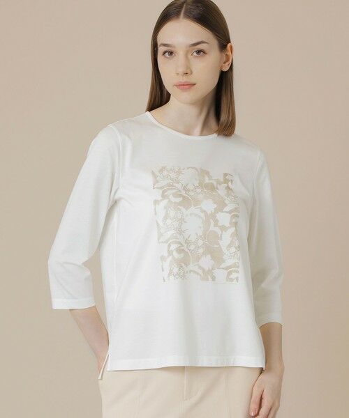 MACKINTOSH LONDON/マッキントッシュ ロンドン 【BIBURY FLOWER】シルエットバイブリープリントTシャツ ベージュ 38 MACKINTOSH LONDON/マッキントッシュ ロンドン 【BIBURY FLOWER】シルエットバイブリープリントTシャツ ベージュ 38