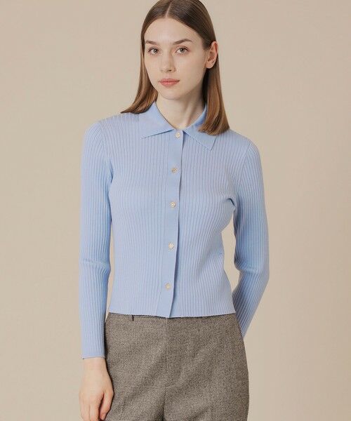 MACKINTOSH LONDON/マッキントッシュ ロンドン クリアーニット衿付きカーディガン ブルー2 38 MACKINTOSH LONDON/マッキントッシュ ロンドン クリアーニット衿付きカーディガン ブルー2 38