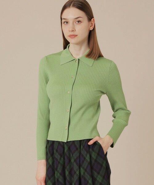 MACKINTOSH LONDON / マッキントッシュ ロンドン ニット・セーター | クリアーニット衿付きカーディガン(グリーン)