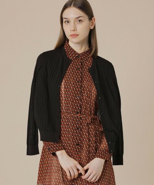 MACKINTOSH LONDON / マッキントッシュ ロンドン ニット・セーター | クリアニットレーシーカーディガン(ブラック)