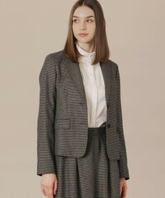 MACKINTOSH LONDON / マッキントッシュ ロンドン  ノーカラージャケット | 【婦人画報11月号掲載】レーヨンウールハウンドトゥースジャケット