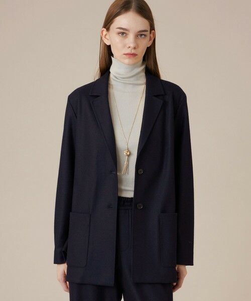 MACKINTOSH LONDON / マッキントッシュ ロンドン ノーカラージャケット | ウールスムースジャケット(ネイビー)