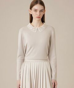 MACKINTOSH LONDON / マッキントッシュ ロンドン  ニット・セーター | レースカラーコンビニットプルオーバー