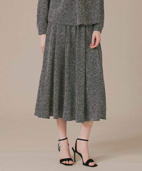 MACKINTOSH LONDON / マッキントッシュ ロンドン  ロング・マキシ丈スカート | ライスドットプリントスカート（ブラック）