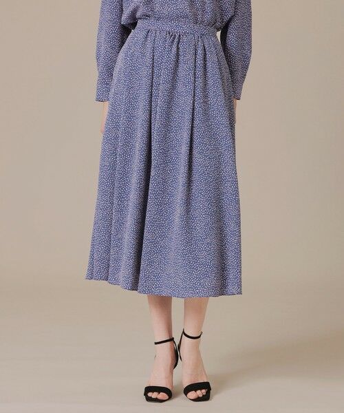 MACKINTOSH LONDON / マッキントッシュ ロンドン  ロング・マキシ丈スカート | ライスドットプリントスカート（ブルー5）