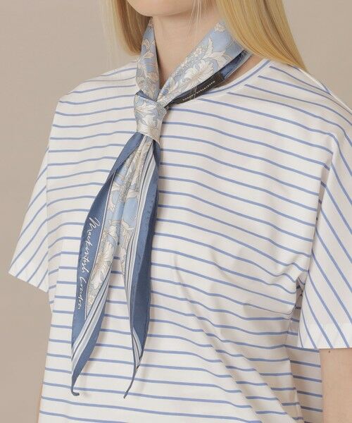 MACKINTOSH LONDON / マッキントッシュ ロンドン  マフラー・ショール・スヌード・ストール | 【婦人画報4月号掲載】【BIBURY FLOWER】バイブリーフラワーミニダイヤモンドシェイプスカーフ（ブルー2）