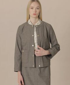 MACKINTOSH LONDON / マッキントッシュ ロンドン  ノーカラージャケット | コットンリネンブレンドオックスジャケット