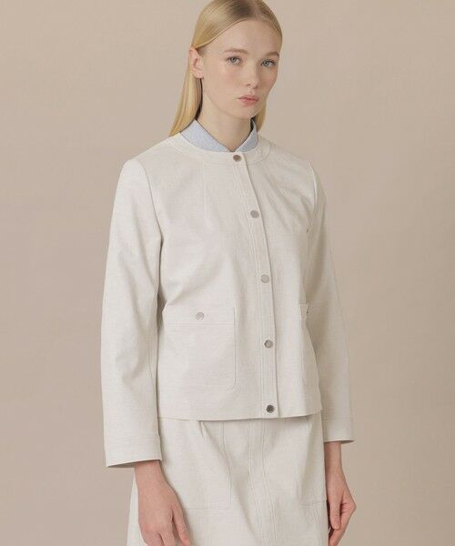 MACKINTOSH LONDON / マッキントッシュ ロンドン  ノーカラージャケット | コットンリネンブレンドオックスジャケット（ホワイト系その他）