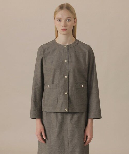 MACKINTOSH LONDON / マッキントッシュ ロンドン  ノーカラージャケット | コットンリネンブレンドオックスジャケット | 詳細4