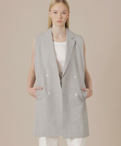 MACKINTOSH LONDON / マッキントッシュ ロンドン  ノーカラージャケット | リネンレーヨンストレッチジレ（グレー系2）