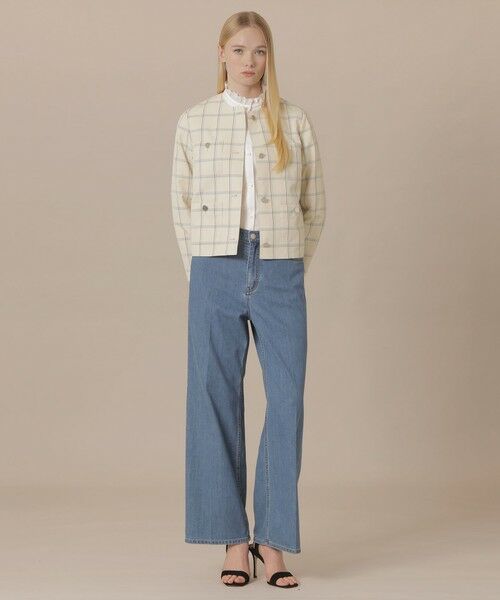 MACKINTOSH LONDON / マッキントッシュ ロンドン  ノーカラージャケット | ポリエステルリネンチェックジャケット | 詳細2