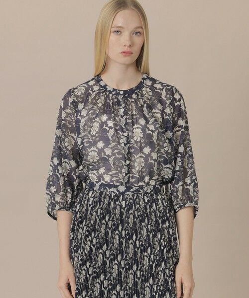 MACKINTOSH LONDON / マッキントッシュ ロンドン  シャツ・ブラウス | 【BIBURY FLOWER】バイブリーオーガンジーブラウス（ネイビー）