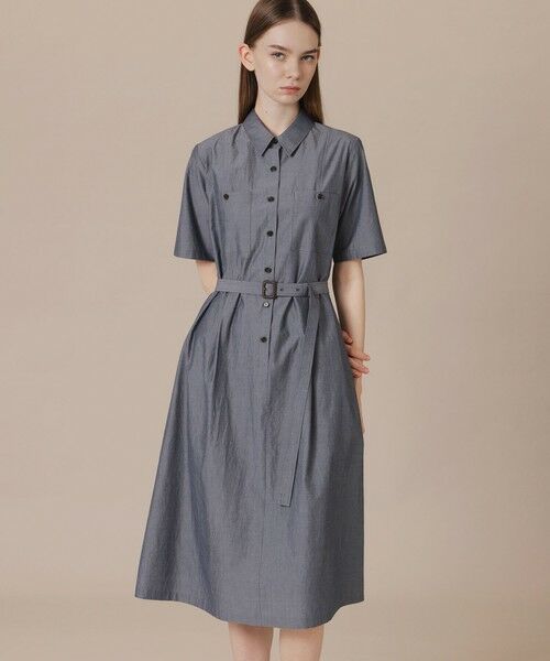 MACKINTOSH LONDON / マッキントッシュ ロンドン  ロング・マキシ丈ワンピース | ハイカウントエンザイムシャツワンピース（チャコールグレー）