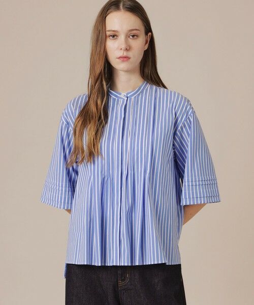 MACKINTOSH LONDON / マッキントッシュ ロンドン  シャツ・ブラウス | コットンナイロンストレッチブラウス（ブルー）