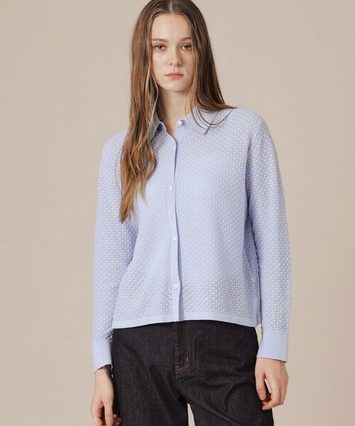 MACKINTOSH LONDON / マッキントッシュ ロンドン  ニット・セーター | 【eclat5月号掲載】レースニットシャツ（ブルー2）