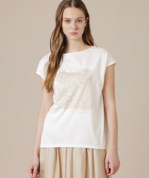 MACKINTOSH LONDON / マッキントッシュ ロンドン  カットソー | リーフプリントTシャツ（ベージュ）