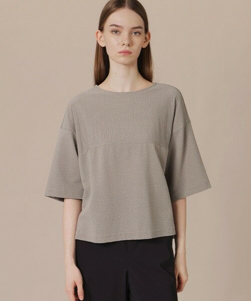 MACKINTOSH LONDON / マッキントッシュ ロンドン  カットソー | 【WEB・一部店舗限定】ストレッチサッカーストライプ半袖ブラウス（グレー系1）