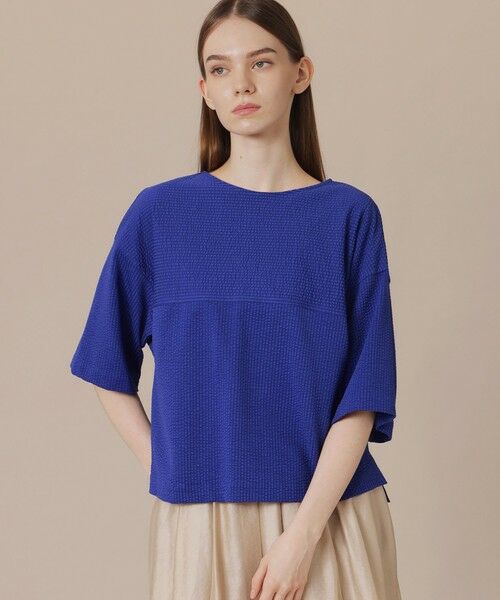 MACKINTOSH LONDON / マッキントッシュ ロンドン  カットソー | 【WEB・一部店舗限定】ストレッチサッカーストライプ半袖ブラウス（ブルー4）