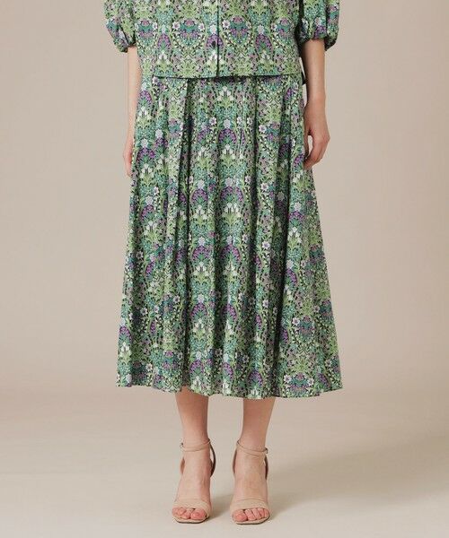 MACKINTOSH LONDON / マッキントッシュ ロンドン  ロング・マキシ丈スカート | ボタニカルウォールプリントスカート（ネイビー）