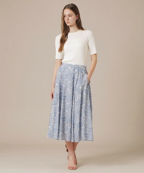 MACKINTOSH LONDON / マッキントッシュ ロンドン  ロング・マキシ丈スカート | リーフプリントタックギャザースカート | 詳細2