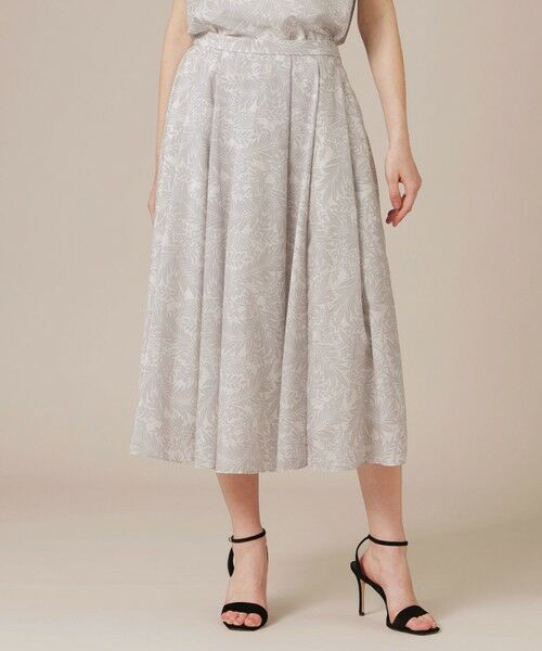 MACKINTOSH LONDON / マッキントッシュ ロンドン  ロング・マキシ丈スカート | リーフプリントタックギャザースカート（ベージュ）