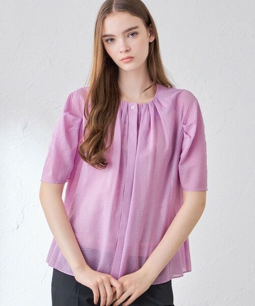 MACKINTOSH LONDON / マッキントッシュ ロンドン  シャツ・ブラウス | コットンシアーサッカーブラウス（ピンク系2）