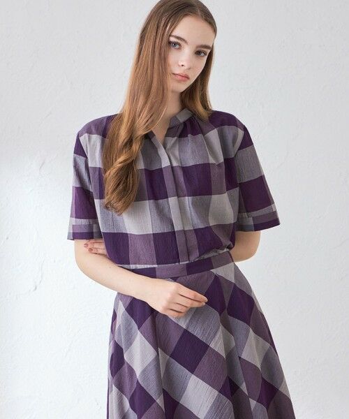 MACKINTOSH LONDON / マッキントッシュ ロンドン  シャツ・ブラウス | シアーボイルチェックブラウス（ワイン）