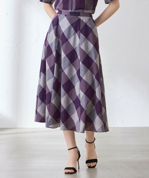 MACKINTOSH LONDON / マッキントッシュ ロンドン  ロング・マキシ丈スカート | シアーボイルチェックスカート（ワイン）