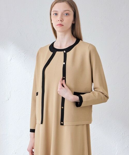 MACKINTOSH LONDON / マッキントッシュ ロンドン その他アウター | レーヨンストレッチバイカラーニットジャケット(ベージュ)