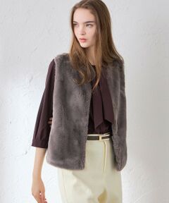 MACKINTOSH LONDON / マッキントッシュ ロンドン  ノーカラージャケット | ファーコンビニットジレ