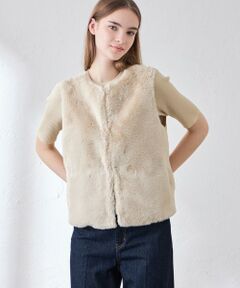MACKINTOSH LONDON / マッキントッシュ ロンドン  ノーカラージャケット | ファーコンビニットジレ