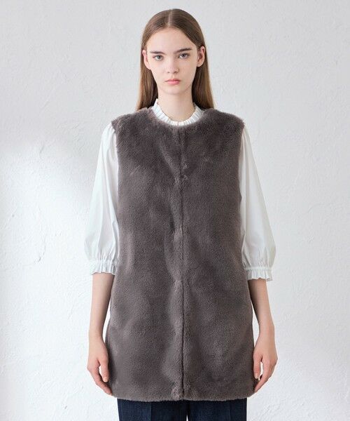 MACKINTOSH LONDON / マッキントッシュ ロンドン  ノーカラージャケット | ファーコンビニットロングジレ | 詳細4