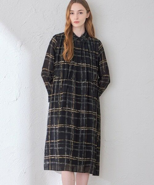 MACKINTOSH LONDON / マッキントッシュ ロンドン  ロング・マキシ丈ワンピース | チェックプリントワンピース（ブラック）
