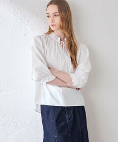 MACKINTOSH LONDON / マッキントッシュ ロンドン  シャツ・ブラウス | コットンナイロンストレッチギャザーフリルブラウス
