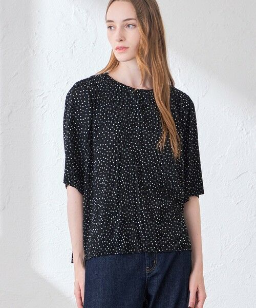 MACKINTOSH LONDON / マッキントッシュ ロンドン  シャツ・ブラウス | ドットプリントプリーツブラウス（ブラック）