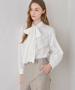 MACKINTOSH LONDON / マッキントッシュ ロンドン  シャツ・ブラウス | コットンナイロンストレッチボウタイブラウス