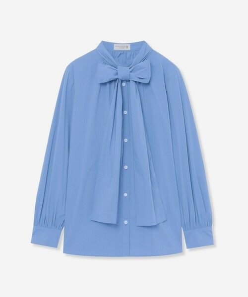 MACKINTOSH LONDON / マッキントッシュ ロンドン  シャツ・ブラウス | コットンナイロンストレッチボウタイブラウス（ブルー4）