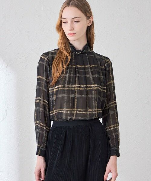 MACKINTOSH LONDON / マッキントッシュ ロンドン  シャツ・ブラウス | チェックプリントタックブラウス（ブラック）